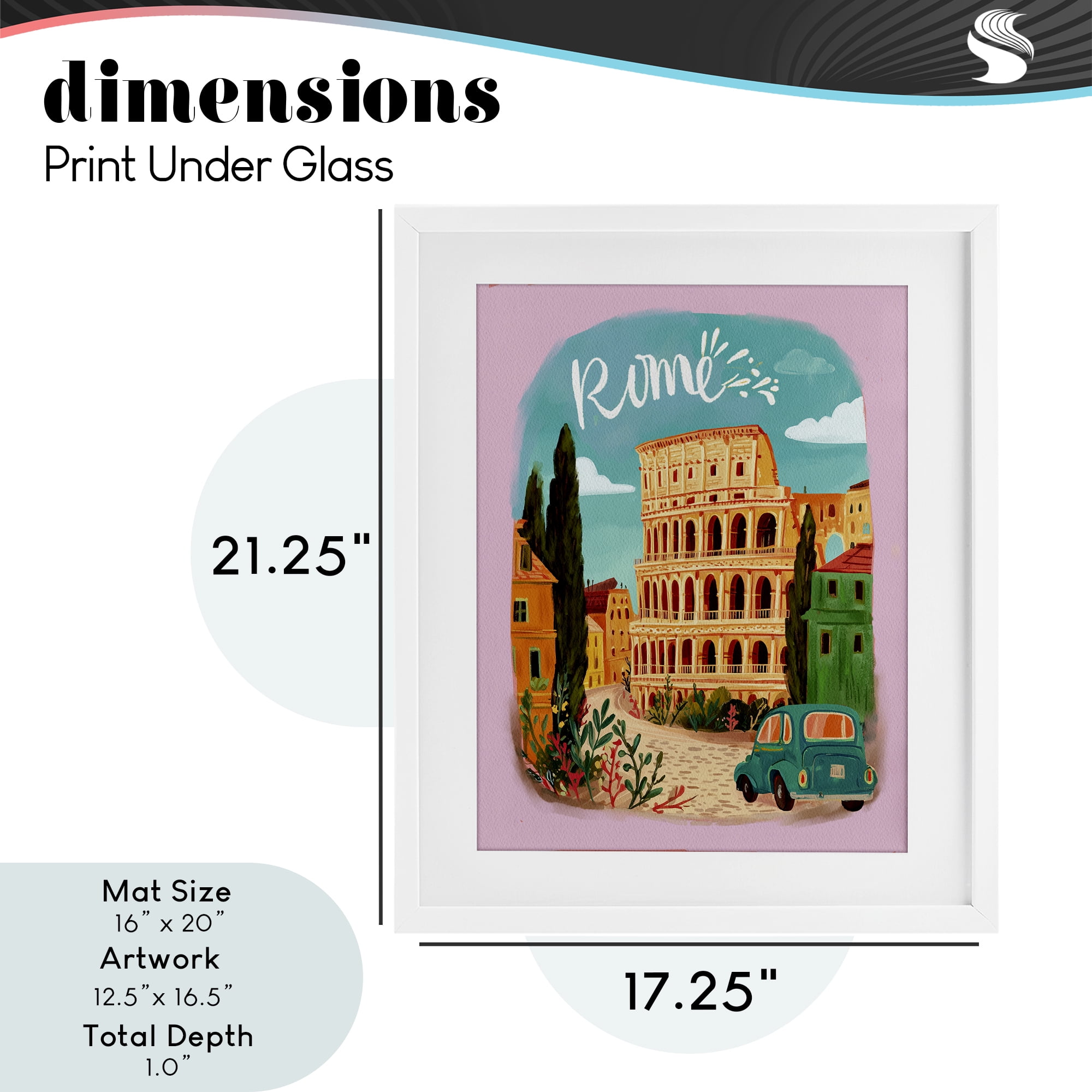 Rome Travel Spot Architecture White Framed Print Under Glass, design by Yen