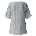 thumbnail image 4 of Annhoo Women's Summer Cotton Linen Tops Lightweight Loose Petal Half Sleeve V Neck Shirt Elegant Petal Hem Blouse Tees, 4 of 8