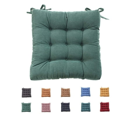 

SIELUNO Cushion Corduroy Non-Slip Seat Cushion With Ties Square Chair Pad Suitable For Dining Sofa Office Bay Window -38x38cm(15x15inch)-Dark green