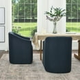 thumbnail image 3 of KINWELL 25" Wide Upholstered Dining Chairs with Casters Set of 2, No Assembly Modern Performance Fabric Barrel Back Rolling Dining Armchair for Kitchen Dining Room (Indigo), 3 of 8