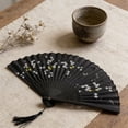 thumbnail image 3 of Cherry Blossom Silk Folding Fan with Bamboo Ribs, Durable Hand Fan for Stage Props, Wedding & Home Decor, 3 of 6
