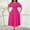 *Hot Pink, variant on Women's Round Neck Puff Sleeve Belted Swing Midi Dress,Retro Cocktail Party Dress Wine,Women's Plus L