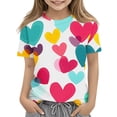 thumbnail image 2 of Virmaxy Boys Girls Cute Printed Tops Kids Baby Short Sleeve Round Neck Tops Summer Loose Trend Pullover Shirt Hot Pink 13 Years, 2 of 7