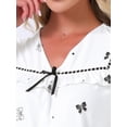 thumbnail image 5 of DARING DIVA Women's Loungewear Ruffle Babydoll Collared Cute Print Pajama Sets M Gray, 5 of 7