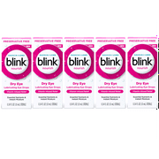 5 Pack - Blink Nourish Eye Drops for Dry Eyes, 0.33 fl oz, Preservative Free Lubricating Eye Drops with Hyaluronan, B12, & Vitamin C, pH Balanced to Match Healthy Tears