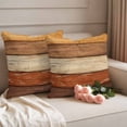 thumbnail image 2 of Farmhouse Burnt Orange Brown Outdoor Waterproof Pillow Covers, Vintage Wooden Striped Decorative Square Throw Pillowcase Sofa Cushion Sham for Patio/Couch/Chair, 20"x20" 2 Pack, 2 of 8