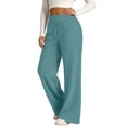 thumbnail image 6 of HKYNLAG Wide Leg Sweatpants Women Baggy High Waisted Drawstring Comfy Workout Sweat Pants Loose Casual Fall Winter Lounge Trousers with Pocket Turquoise M, 6 of 6