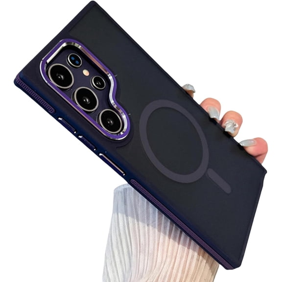 Matte Magnetic Case for Samsung Galaxy S24 S22 S25 Ultra S23 Plus S23 Fe for Wireless Charging Shockproof Cover(for S24/Dark Purple)