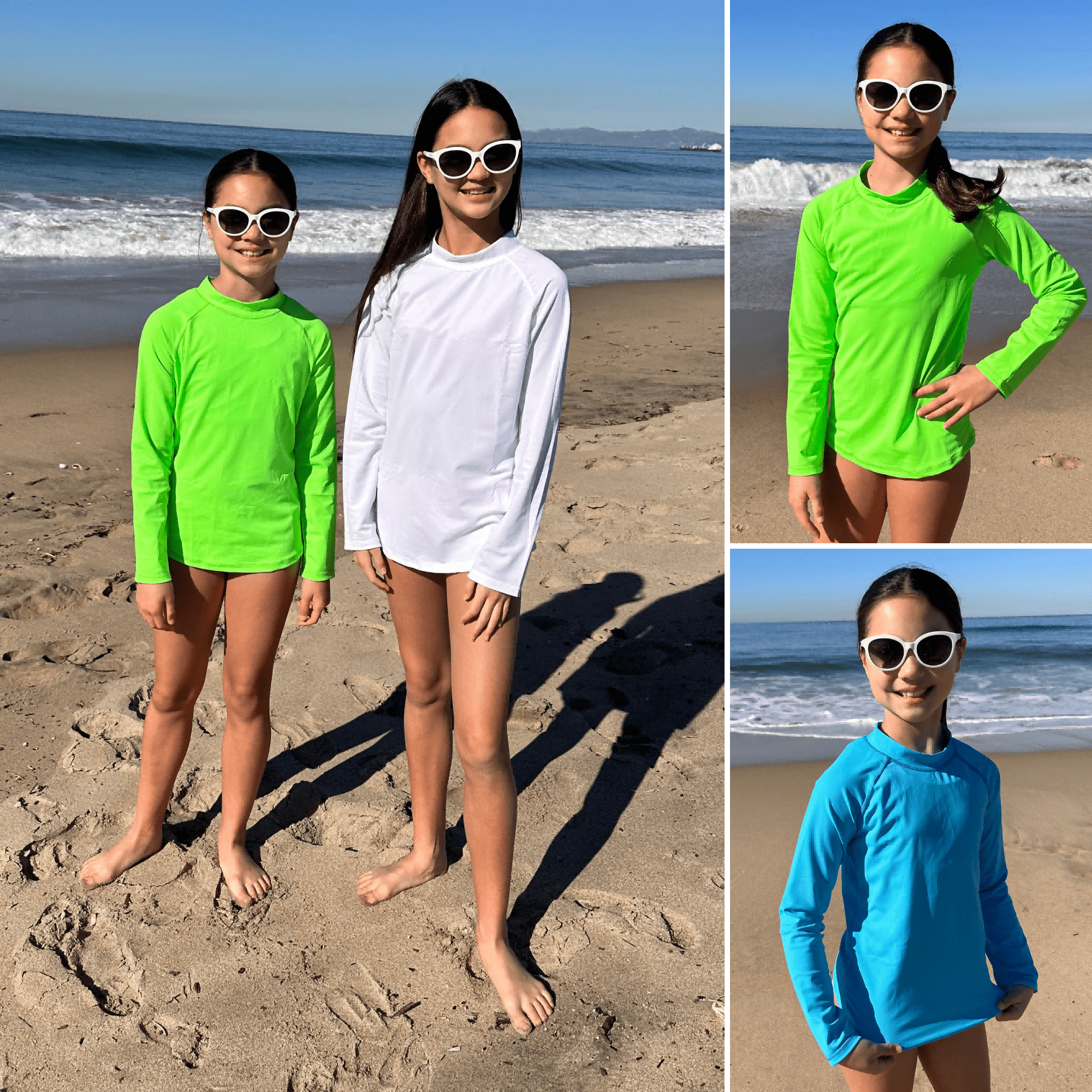 BIG ELEPHANT 3 Pack Kids Rash Guard Swim Shirt UPF 91+ Long Sleeve Rashguard Swimwear Surf Tops Sun Protection for Boys Girls