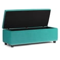 thumbnail image 2 of Hamilton 48" W Traditional Rectangle Storage Ottoman in Aqua Blue Velvet Fabric, 2 of 8