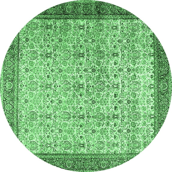 Ahgly Company Indoor Round Persian Emerald Green Traditional Area Rugs, 4' Round