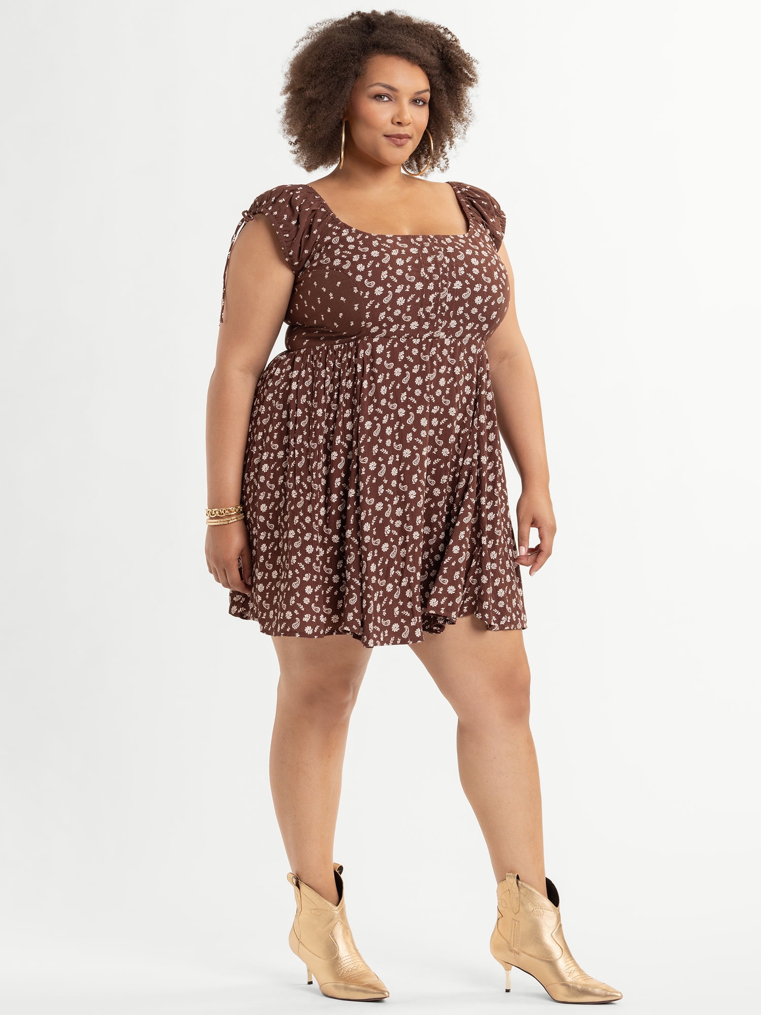 Jessica Simpson Women's Plus Size Aylani Smocked Mini Dress, Sizes 0X-4X