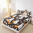 thumbnail image 3 of Manfei Halloween Ghosts Queen Sheets,Rustic Pumpkin Queen Sheet Sets,Black,4pcs,1 Flat Sheet, 1 Fitted Sheet and 2 Pillowcases, 3 of 6