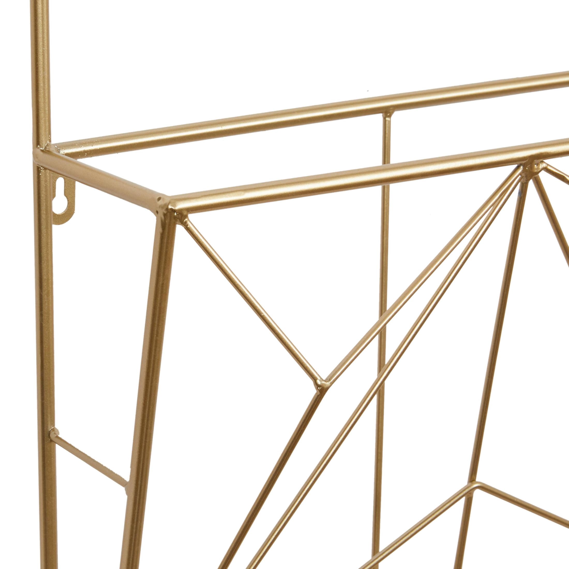 DecMode 15", 30"H 3-Tier Gold Geometric Wall Shelf (2 Count)