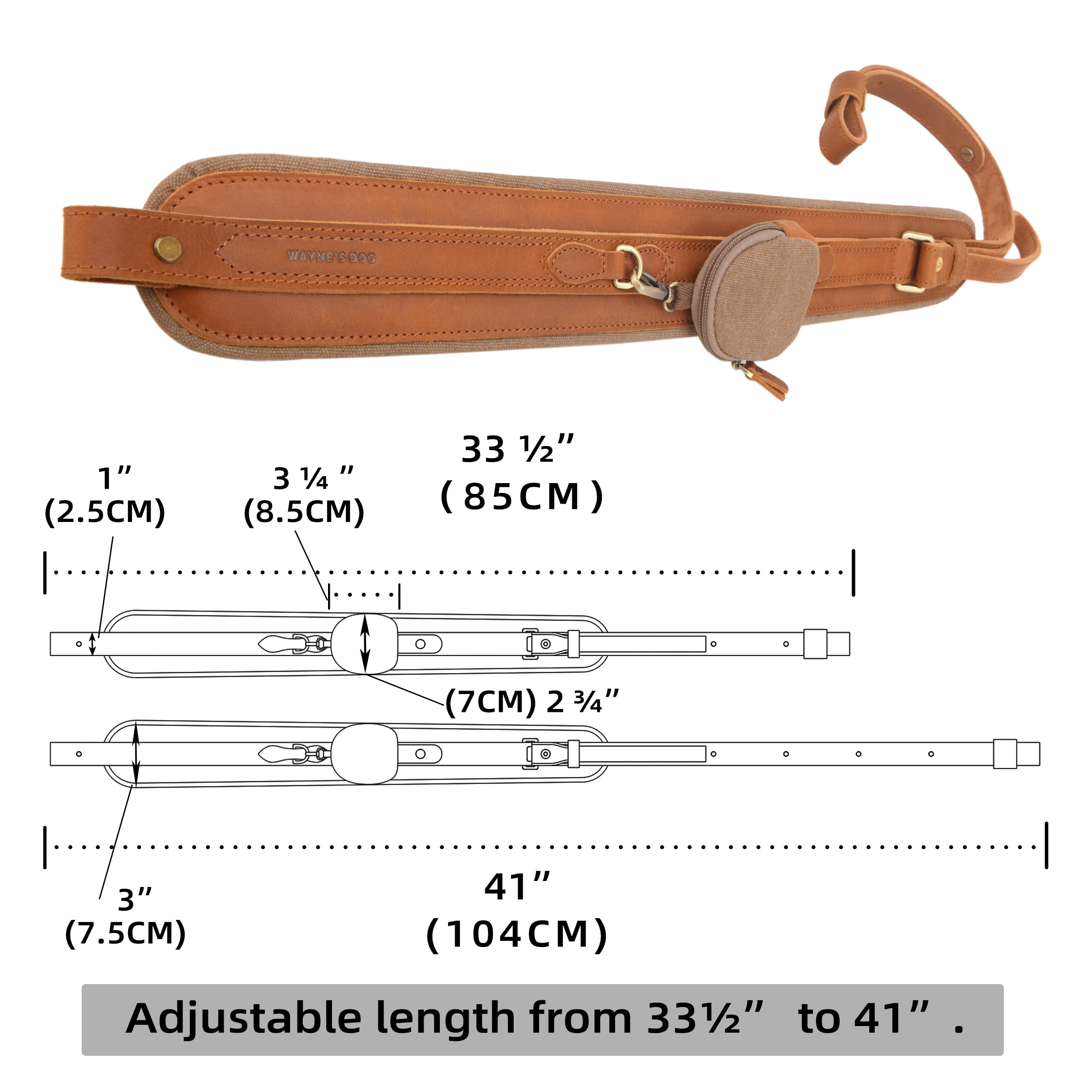 WAYNE'S DOG Vintage Canvas Leather Rifle Recoil Pad Buttstock with Gun Shoulder Sling Strap