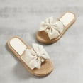 thumbnail image 3 of AnuYalue Women's Bow Flat Sandals Square Open Toe Fashion Slip on Slides Sandals Comfort Bow Knot Slides Slippers for Summer, 3 of 5