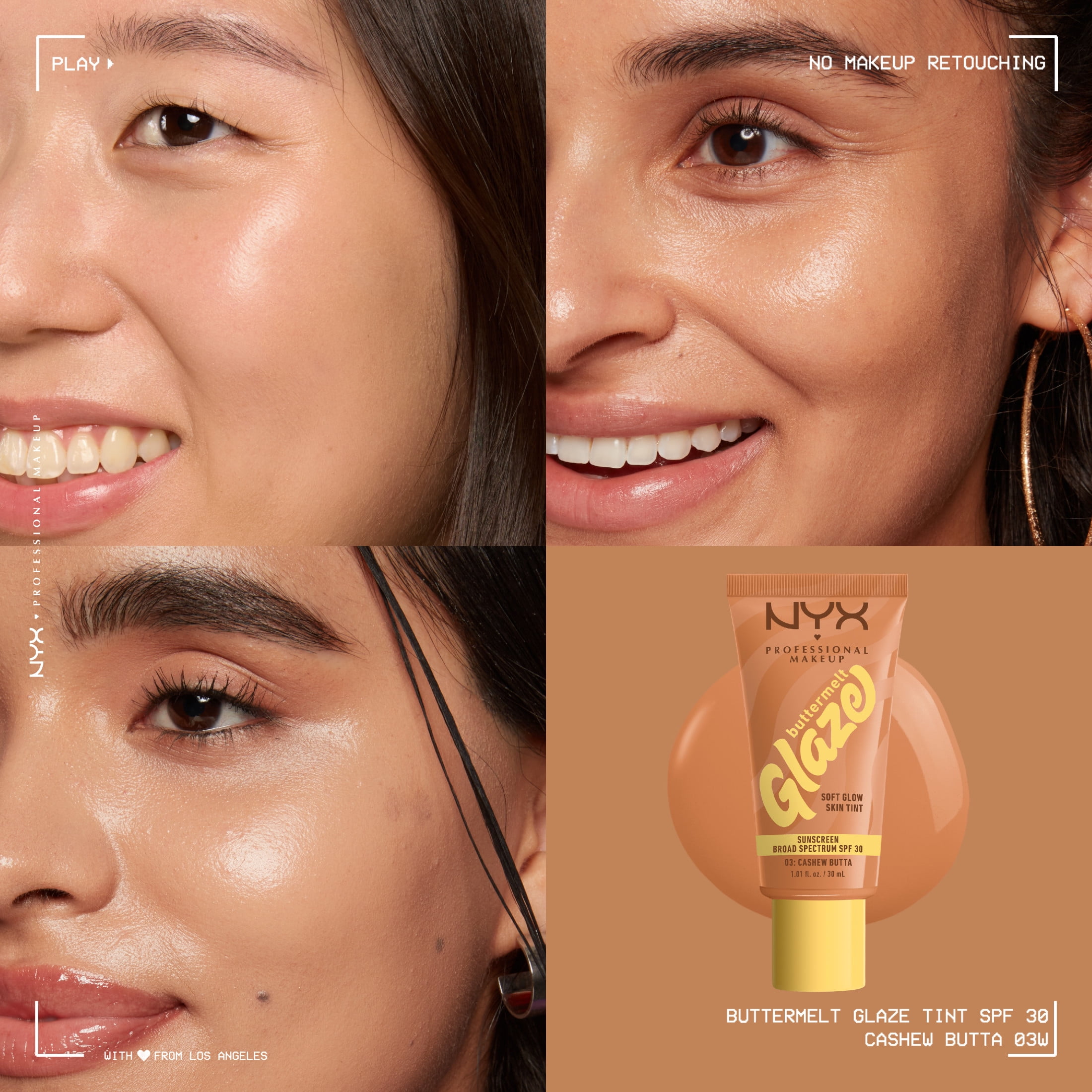 NYX Professional Makeup Buttermelt Glaze Skin Tint with SPF 30, Cashew Butta, All Skin Types, 1.01 fl oz