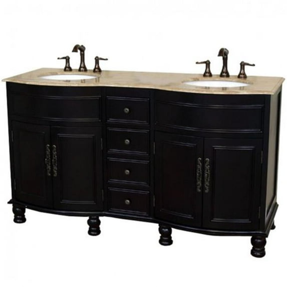 62 in. Double sink vanity-dark mahogany-Travertine