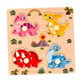thumbnail image 3 of Milaget Wooden Peg Puzzle Matching Game Shape Matching Board for Game Learning Trips Dinosaur, 3 of 9