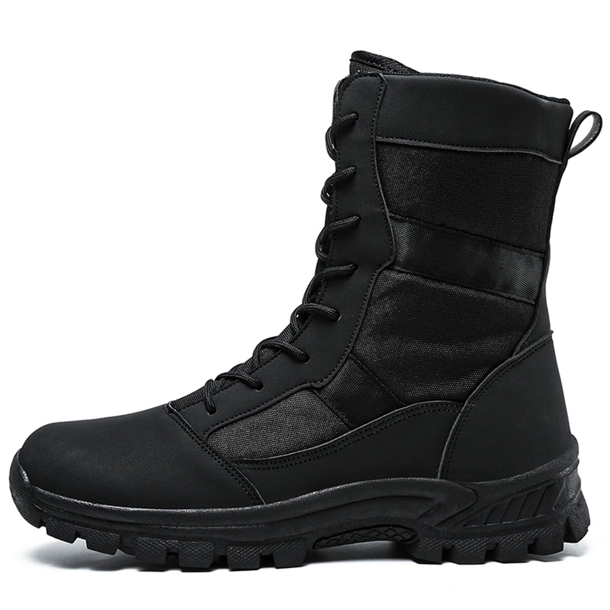 Outdoor Men's Hiking Boots Lightweight PU Leather Male Mid-leg Boots Women Trekking Trails Shoes, Black Color Gig Size US 13