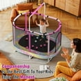 thumbnail image 3 of Baxluxe 7-in-1 Kids Trampoline for Age 3-8, Height Adjustable 60 Inch Toddler Trampoline, Child Bouncing Mini Trampoline with Safety Enclosure Net, 500lbs Capacity Trampoline, for Age 3-8, Pink, 3 of 8