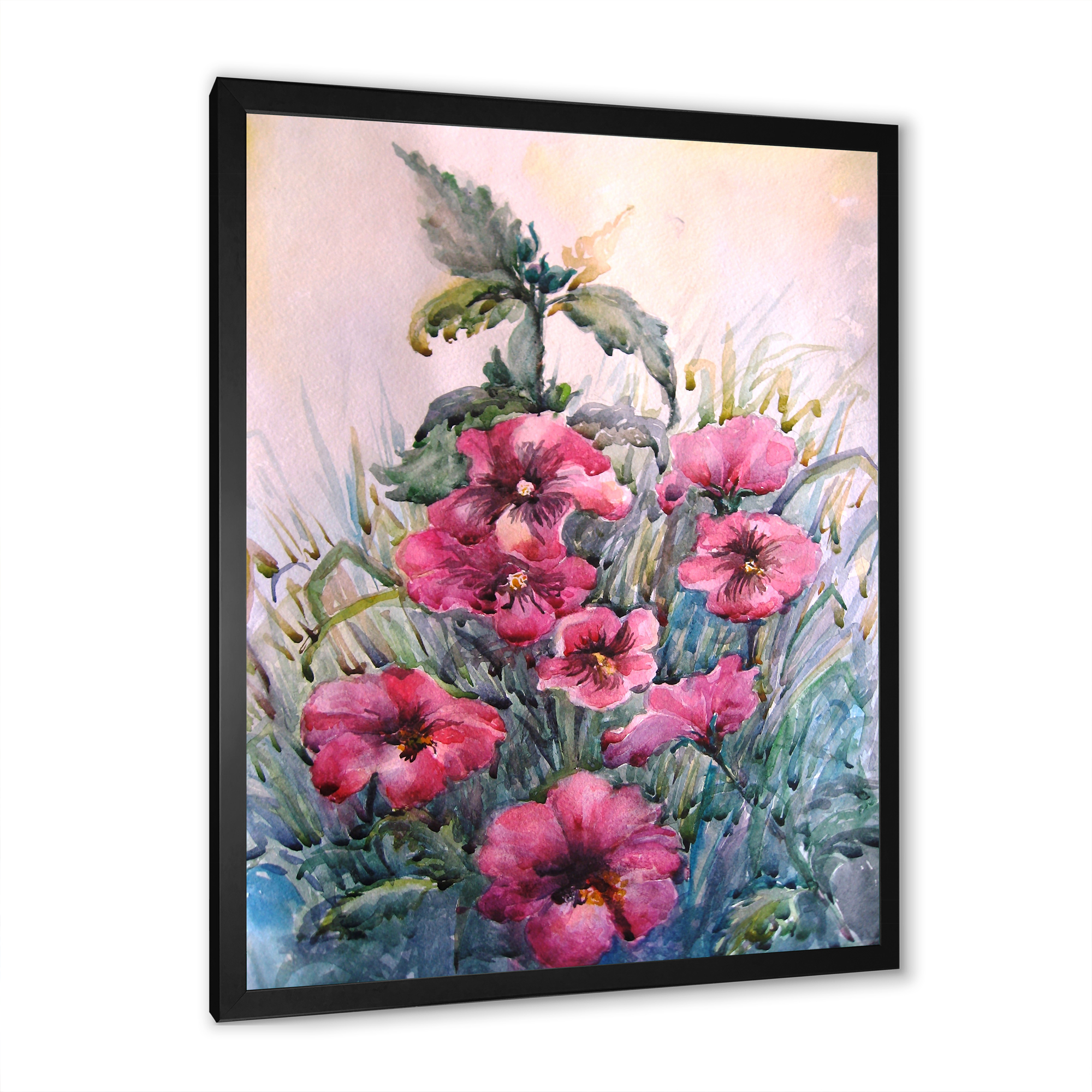 Designart 'Blossoming Hibiscus Flowers In The Wild' Traditional Framed Art Print
