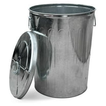 Outdoor Metal Trash Can with Lid, Galvanized Steel Outside Garbage Can, 20 Gallon