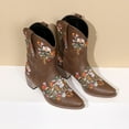 thumbnail image 4 of YLYL Cowboy Boots for Women Ankle Cowgirl Boots Western Flower Embroidered Heel Stitched Retro Boots, 4 of 7