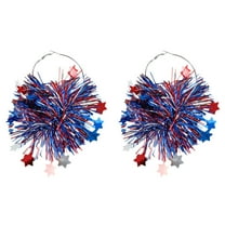 LanSuare Patriotic Dangle Earrings for Women, Red White Blue Flag Jewelry, 4th of July Accessories, Party, Independence Day Outfit Matching