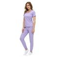 thumbnail image 4 of ACTIVE UNIFORMS Women’s Ultra-Soft Luxe Stretch Jogger Scrub Set V-Neck Top & Jogger Pants with Pockets - Regular & Petite Size (Lavender, X-Small), 4 of 5