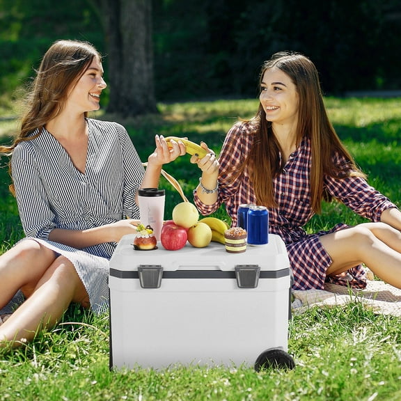Extra-Large 45 QT Wheeled Cooler – Insulated & Portable, Stores 64 Cans, Convenient Cup Holder for Parties & Travel