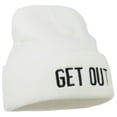 thumbnail image 5 of Get Out Embroidered Long Knit Beanie - White OSFM, 5 of 5