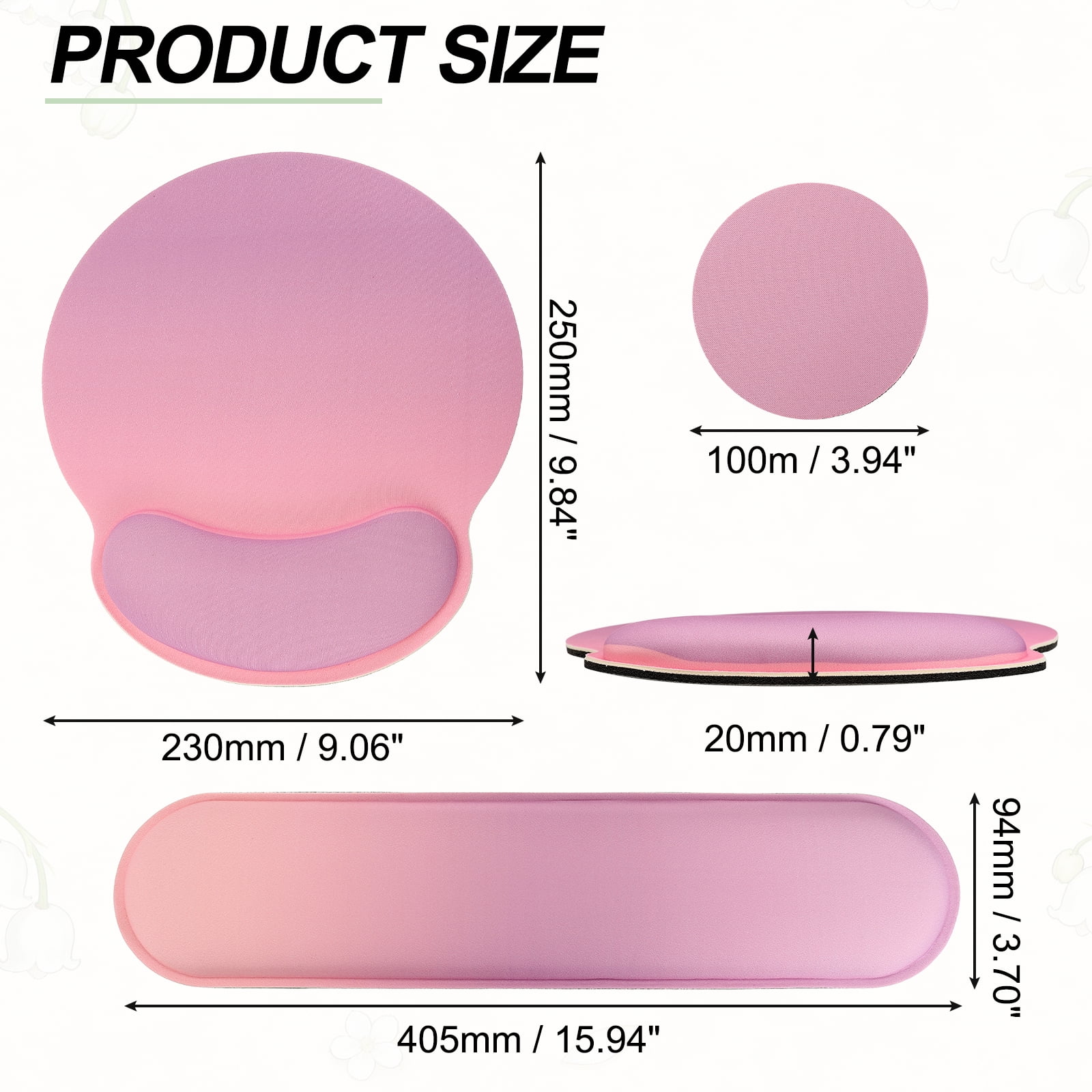 Ergonomic Wrist Rest Set, Memory Foam Mouse Pad and Keyboard Wrist Rest Support Hand Waterproof Cup Pad Non-slip for Office Computer Gaming Home Desk Accessory, Purple Pink