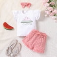 thumbnail image 2 of CAUYDY Toddler Baby Girl Summer Clothes Ruffled Sleeve Ribbed Knit T-Shirt Tops Cute Floral Shorts Set 2Pcs Outfits 2-8Y Girls Summer Set 1-4 Years (Sizes 12-18 Months,H03-Pink), 2 of 8