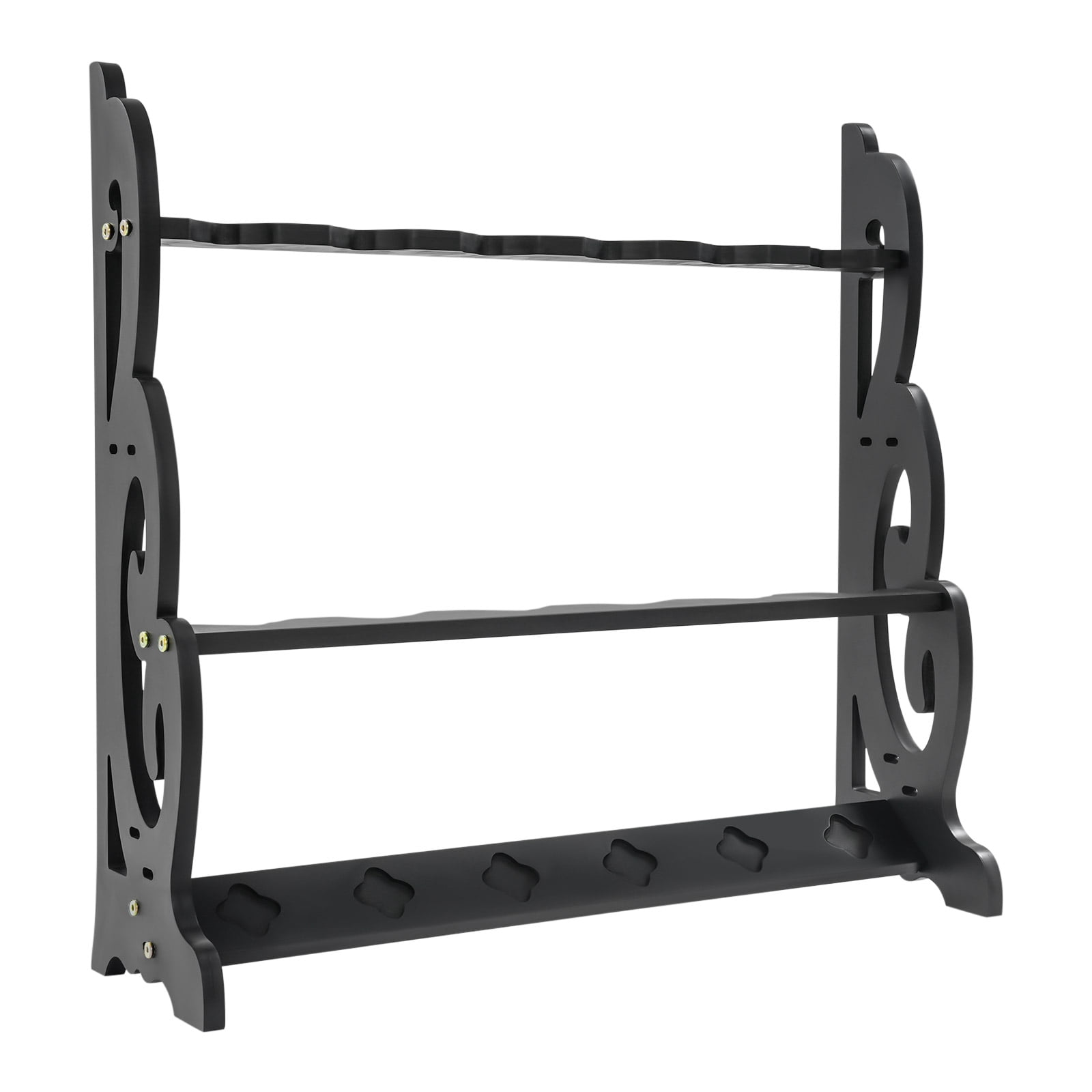 Black Katana Sword Stand,6 Holes Sword Display Floor Stand,Sturdy Sword Rack Floor Stand, Martial Arts Anime Shelves Sword Hangers