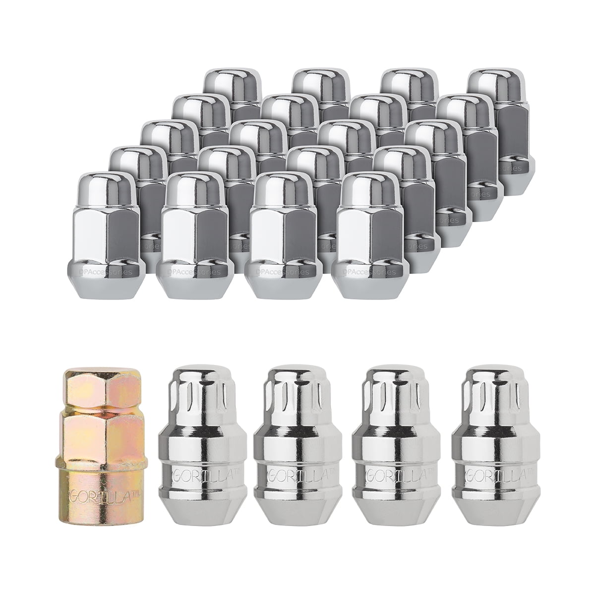 6Lug Chrome Wheel Installation Kit 20 Lug Nuts 4 Locks 1/2"20