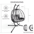 thumbnail image 2 of DTTRA 2-Person Double Hanging Egg Chair with Stand, Oversized Wicker Hammock Swing Loveseat with Plush Cushions and Headrests for Indoor Outdoor Patio Balcony Bedroom, Grey, 2 of 7