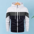 thumbnail image 3 of BAETEUY Men Hoodie Drawstring Colorblock Zipper Closure Elastic Cuff Hooded Loose Cardigan Long Sleeves Sport Daily Wear Jacket, 3 of 8