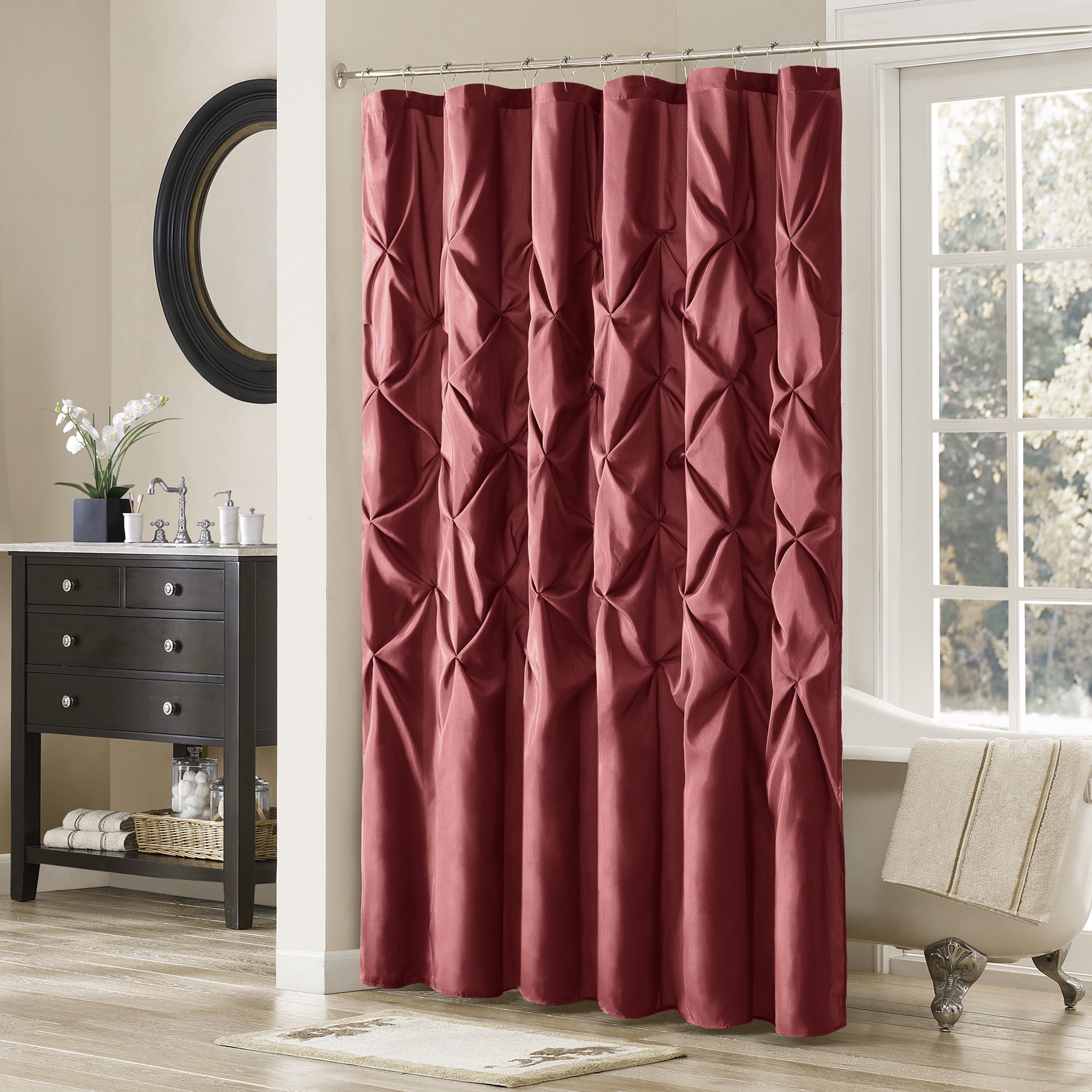 Home Essence Piedmont Tufted Faux Silk Shower Curtain