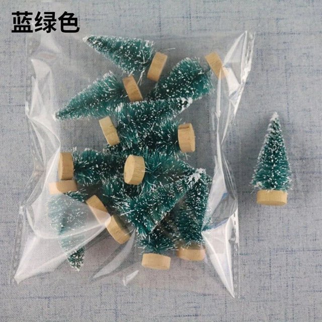 Mini cepillo para botellas de árboles de Navidad, 12 Uds., árboles de plástico, adornos de nieve para invierno, manualidades de mesa, decoración DIY, regalo de Navidad