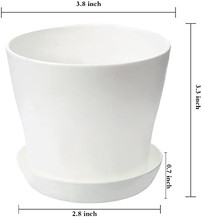 10 Pcs Plastic Planters Indoor Flower Plant Pots, Mini Flower Seedlings Nursery Pot/Planter/Flower Pot with Pallet, Modern Decorative Gardening Containers (White25)