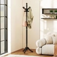 thumbnail image 3 of DRAZUNO Solid Rubber Wood Coat Rack with 3 Adjustable Heights and 11 Hooks for Hallway, 3 of 9