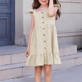 thumbnail image 5 of NAISIBABY Girls Pleated Dresses, Cute Swing Summer Casual Sleeveless Kids Party Princess Sundress Beige 5T, 5 of 6