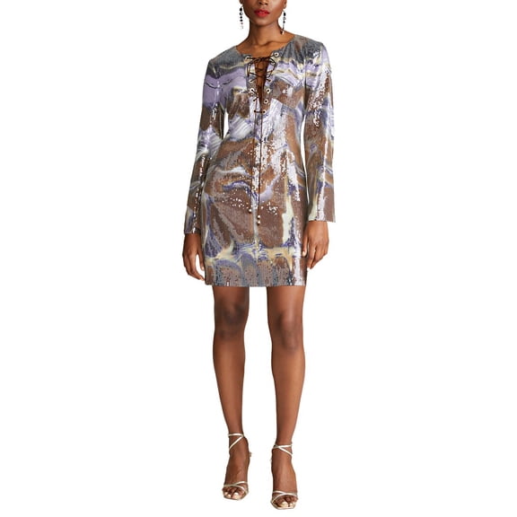Halston womens Wynonna Sequin Dress, 0, Blue