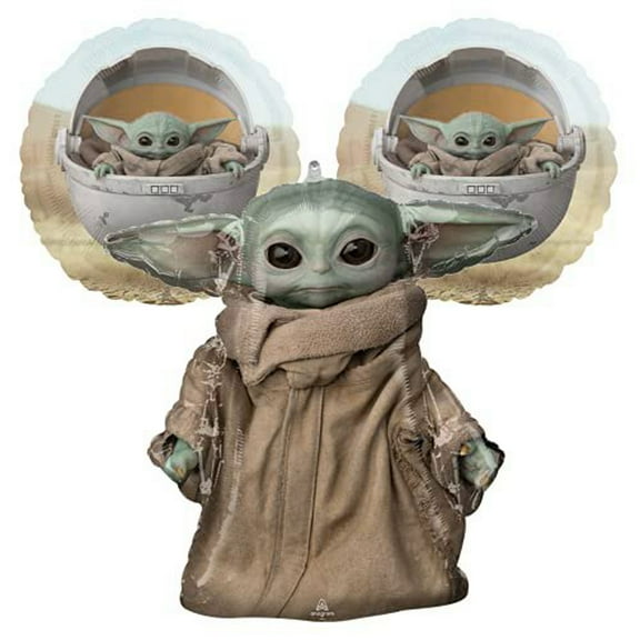 Baby Yoda Birthday Balloon Decorations - 3 Pack Star Wars Birthday Party Balloons For A Baby Yoda The Child Starwars Ballon Bouquet Decoration From The Mandalorian Series