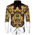 thumbnail image 3 of Nueva camisa de manga larga con estampado 3D de cadena de flores doradas de lujo para hombre, ropa informal de diseñador para hombre, camisas con botones de solapa, 3 of 5