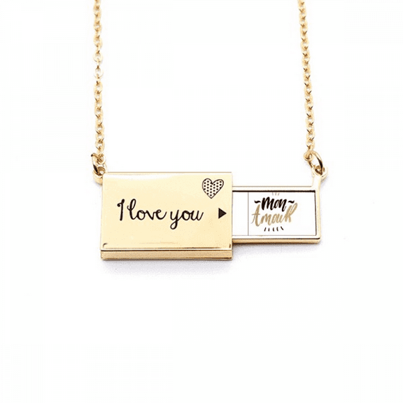 mon amour my quote style letter envelope necklace pendant jewelry