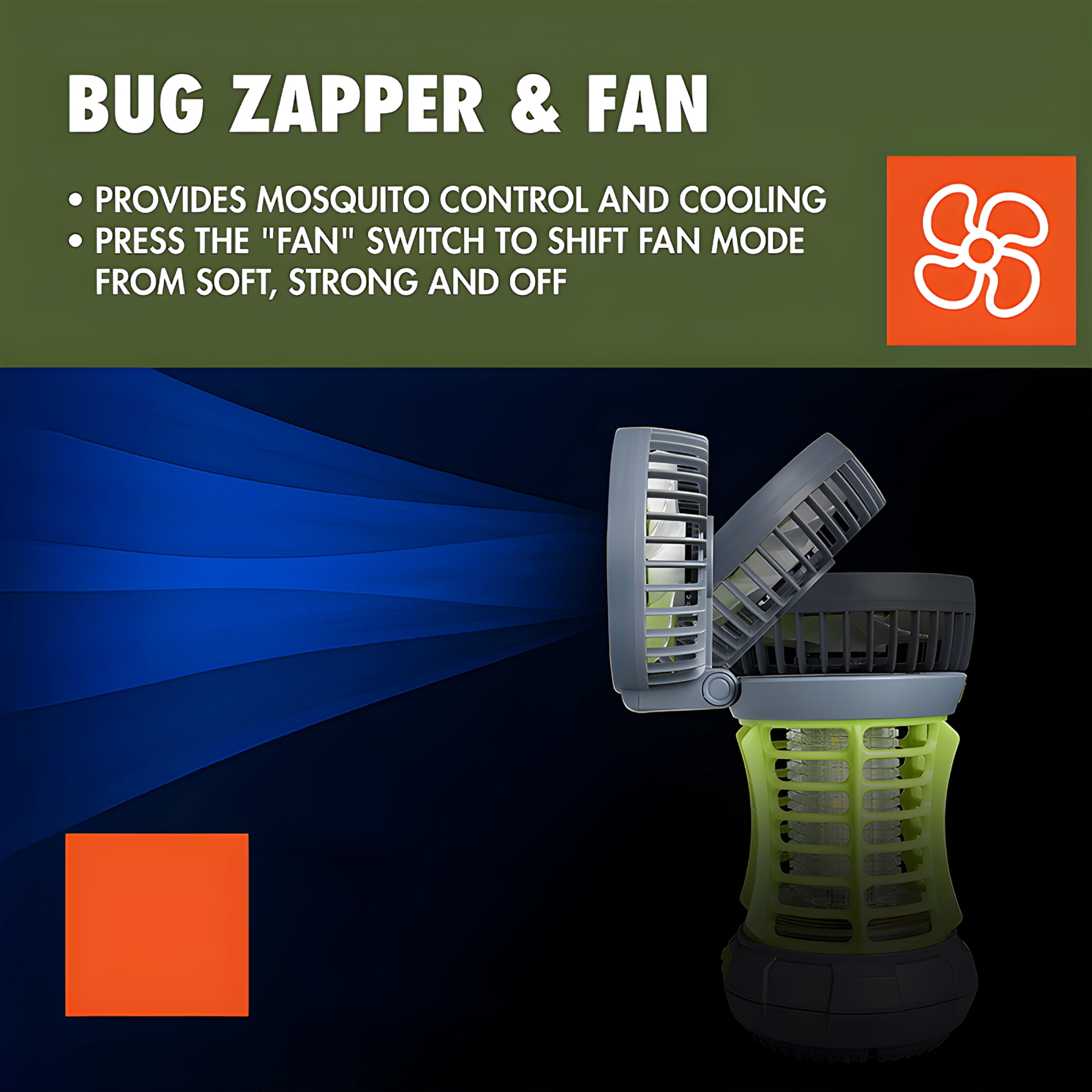 HIBIBUD Bug Zapper,Yellow,2-in-1 Fan & LED Light,Outdoor Use,Electronic 5V,Rechargeable Bug Zapper Outdoor