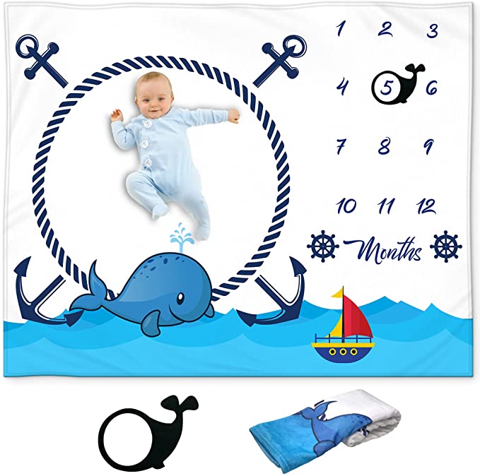 Kemina Blankets Baby Monthly Milestone Blanket Boy Girl, Baby Boy