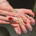 thumbnail image 2 of Press on Nails - Long Stiletto Glue on Nails with Goth Red Black, Acrylic Gothic Vampire Design 24 pcs, 2 of 8